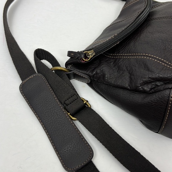 The Sak Leather Crossbody Satchel Boho Bohemian Purse Bag Zip Brown Deena Flap - Picture 4 of 10